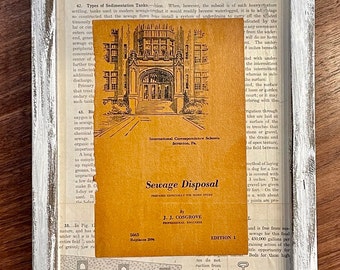 Vintage Book Wall Art - Sewage Disposal - perfect for bathroom wall