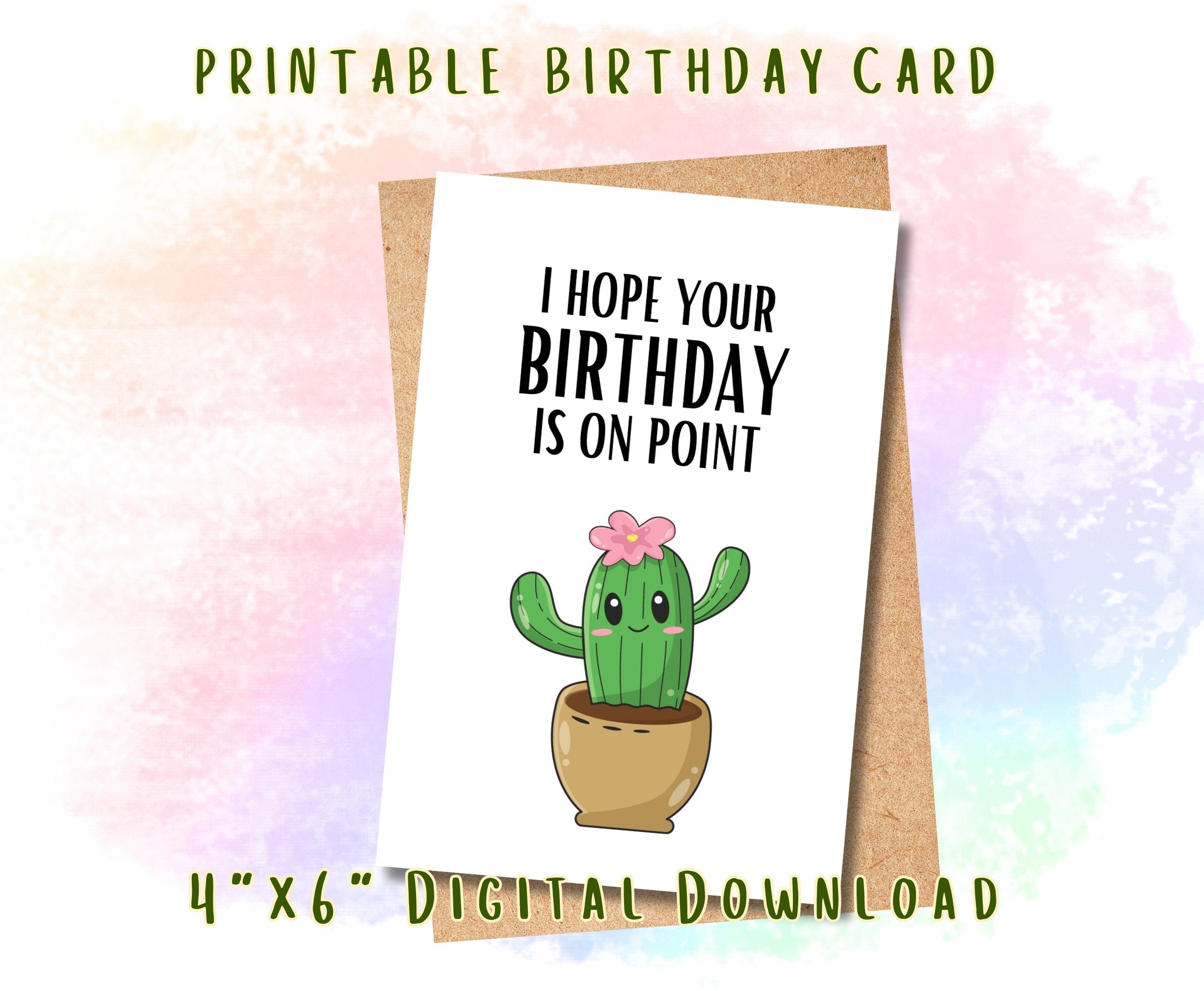 Cactus Birthday Card, Printable Birthday Card, Plant Lover Birthday ...