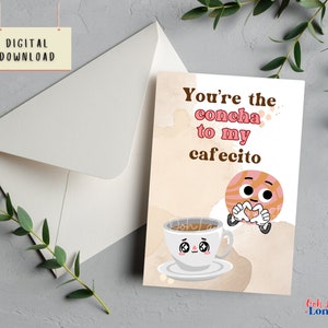 Tarjeta Bestie/ Tarjeta imprimible, Tarjeta Cafecito Concha, Tarjeta de felicitación 4x6, Tarjeta de mejor amigo, Descarga digital, Tarjeta imprimible digital