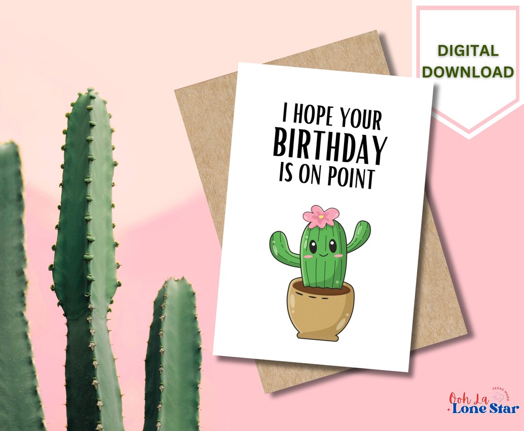 Cactus Birthday Card, Printable Birthday Card, Plant Lover Birthday ...