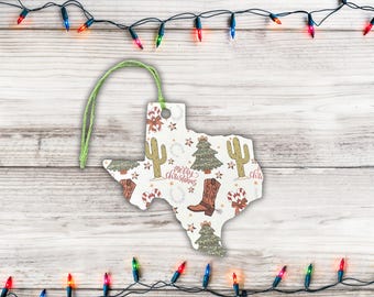Texas Shaped Christmas Gift Tags, Cowboy Western Holiday Set