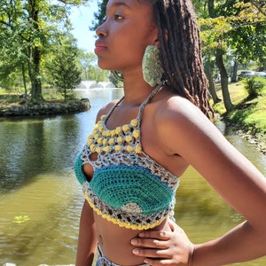 Festival Halter Top,Multi-Color Bralette, Crop top
