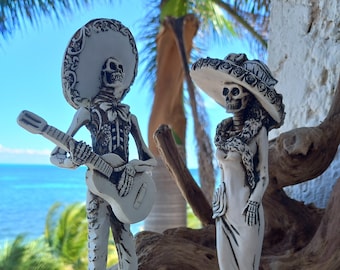 Santa Muerte Statue, La Catrina, Skeleton Couple Mariachi 8-9"