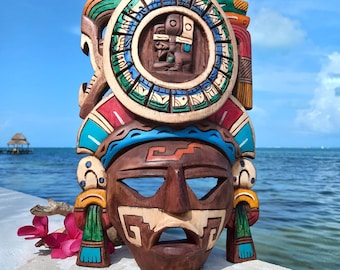 Mesoamerican, Decorative wall Mask "Mayan Calendar" 16-inch