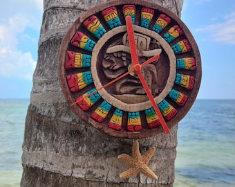 Silent wall clock, Caribbean artwork 5.5"