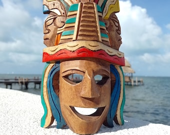 Chichen Itza - Carved Mask, Aztec Wall Art 8-inch