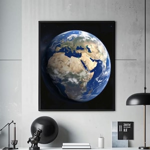 Earth poster – Printable planet earth print for home decor | Solar system wall art | Modern space poster | High-resolution download