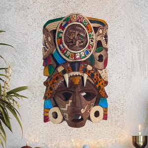 Ethnic Wall Mask – Mexican Jaguar, Perfect for Cultural Art 16-Inch