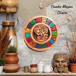 Mayan Calendar Wall Art – Hand-Carved Wood for Boho Living Room, Meditation Nook, Sacred Time Decor, Spiritual Gift 6-Inch