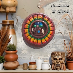 Wood Carving Wall Art Mayan Calendar - Artesania Mexicana 5.7"
