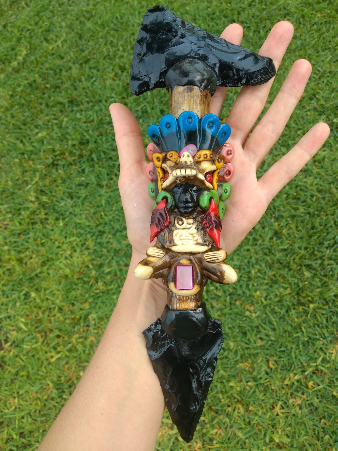 Obsidian Sacrificial Knife & Axe Mexican Aztec Warrior Deity Etsy