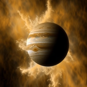 Solar System Art - Printable Jupiter Poster, Space Wall Decor for Modern Interior, High Resolution Digital Poster