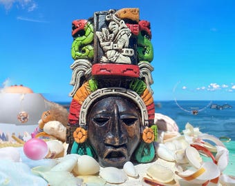 Mayan Clay Mask - Medicine God, Wall Decor for Living Room, Study, or Hallway – Unique Gift for Art Lovers 5.5-Inch