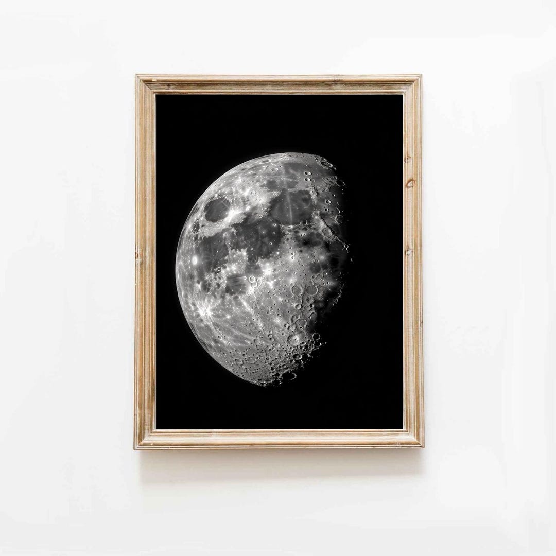 Moon Art Print - Printable Lunar Poster, Space Wall Decor - Digital ...