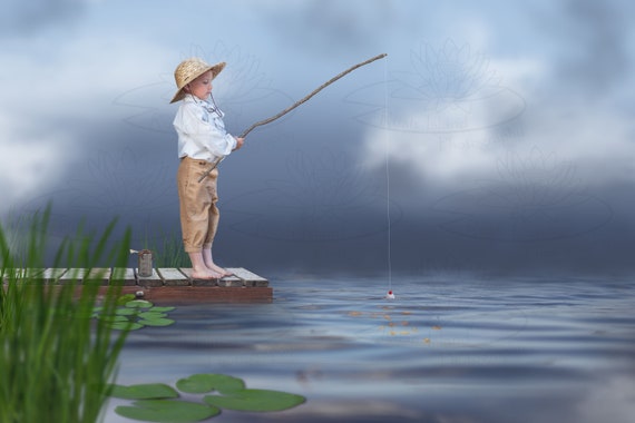 Fishing off the Dock Digital Backdrop for Composite Photography, Kids Fishing  Backdrop, Nature Backdrop, Childrens Backdrop 