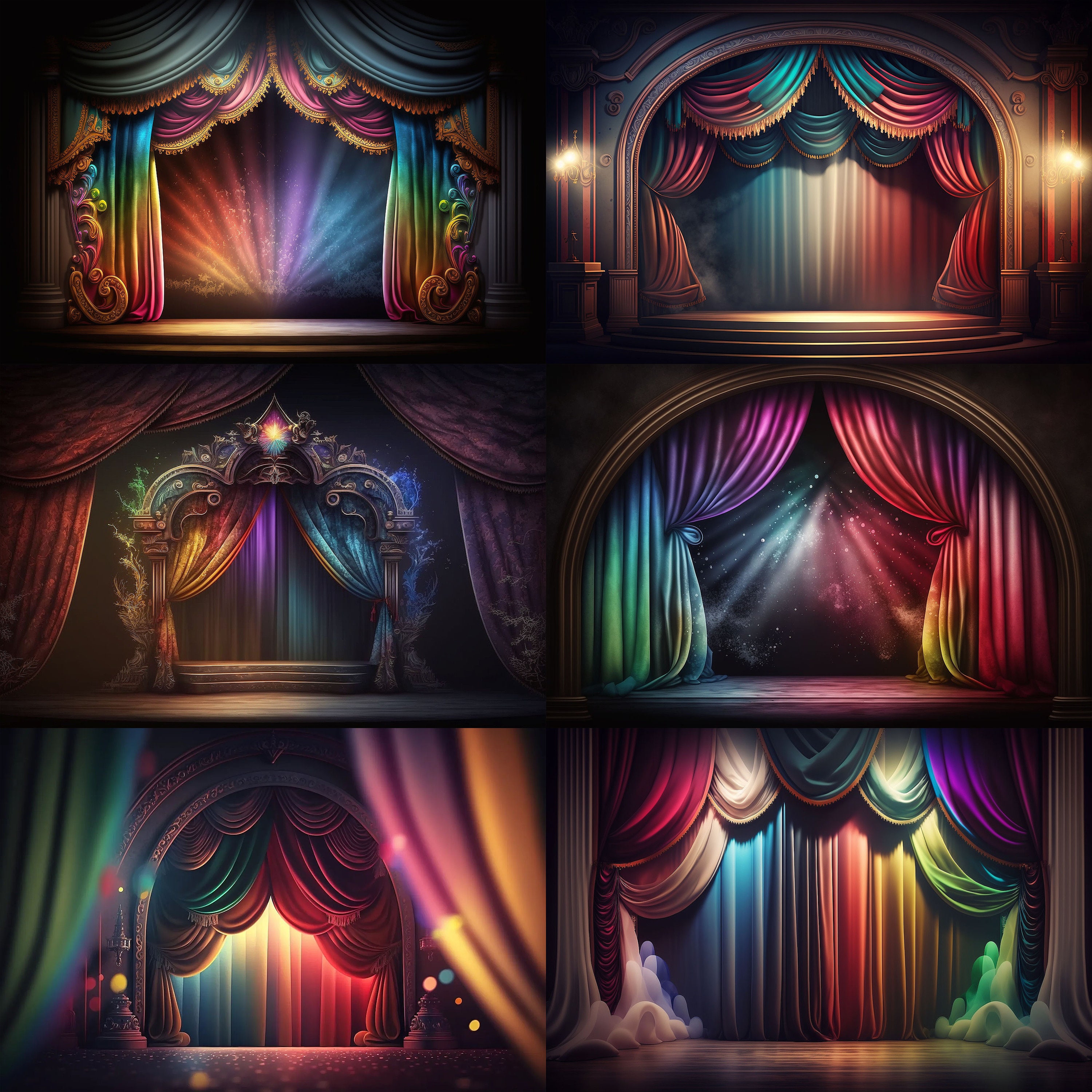 6 Pack Colorful Theater Stage Backdrops for Composite Etsy