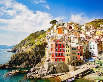 Italian coast - Cinque Terre (Rio Maggiore) --Canvas Print mounted on wooden frame