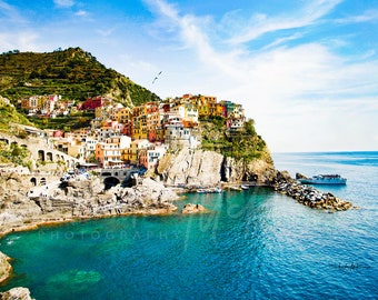 Italy - Cinque Terre (Manarola) -- Canvas Print mounted on wooden frame
