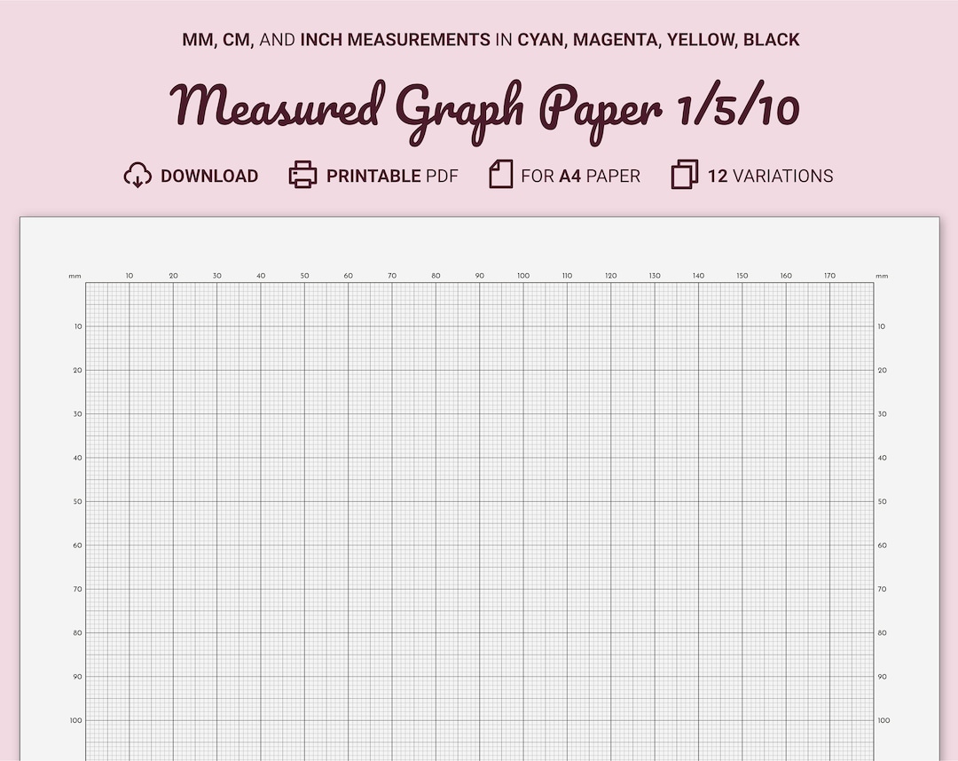 Measured Graph Paper, Millimeters/centimeters/inches, Printable A4, 10 Mm Margin, 1/5/10 Mm Guides, Cyan/magenta/yellow/black - Etsy measured-graph-paper-millimeters-centimeters-inches-printable-a4-10-mm-margin-1-5-10-mm-guides-cyan-magenta-yellow-black-etsy