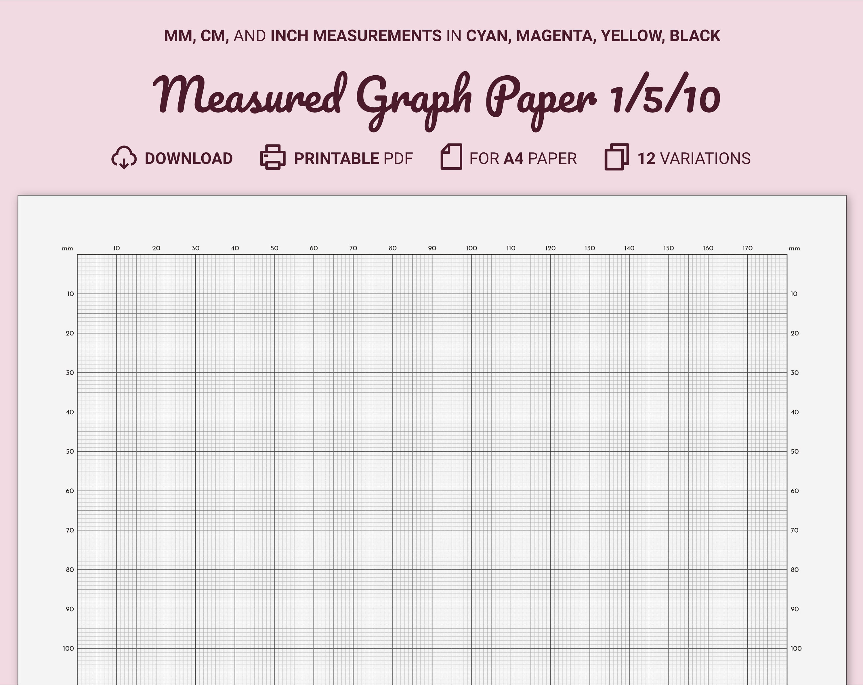 8 x GRID / GRAPH paper A1 size Imperial 1 inch 1/10th inch premium
