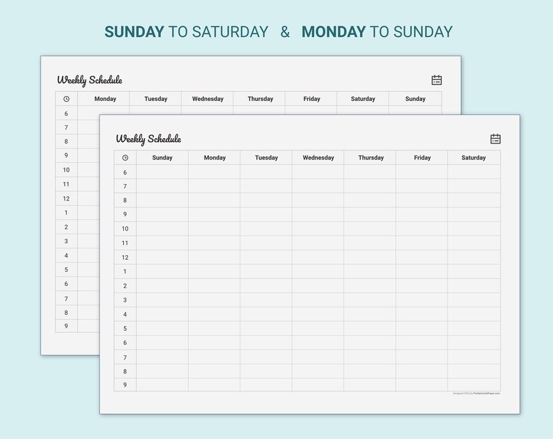 Printable Weekly Schedule Fillable PDF Files A3 A4 - Etsy Ireland