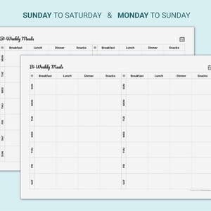 Bi-weekly Meal Planner Printable | Fillable PDF Files | A4, Letter - Etsy