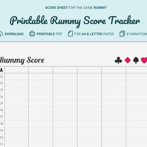 Carta punteggio ramino/Tracker stampabile