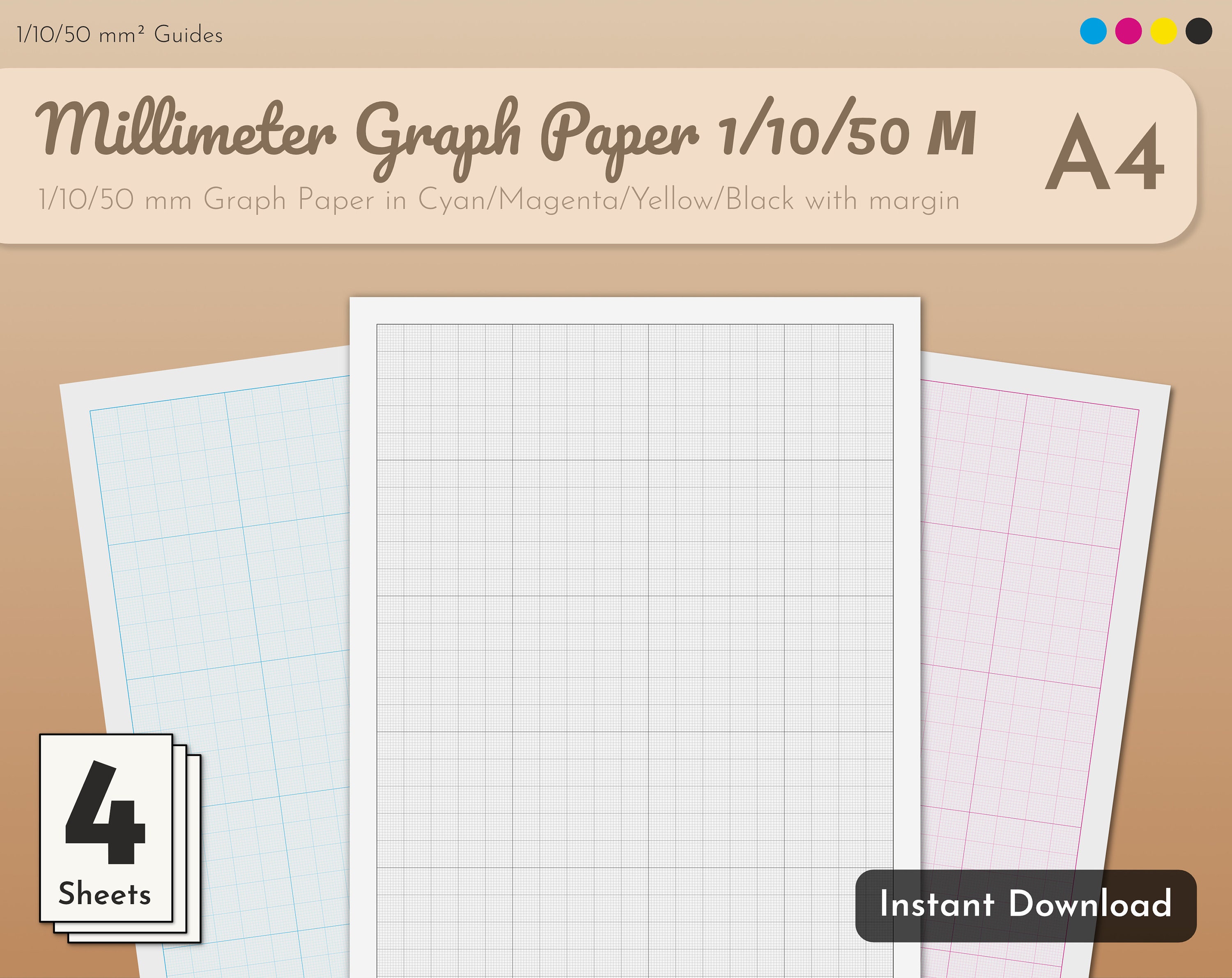 millimeter graph paper printable a4 10 mm margin guides at etsy