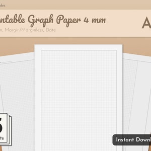 Printable Graph Paper, DIN A4, 4x4 Millimeter Squares, 5 Variations - Etsy