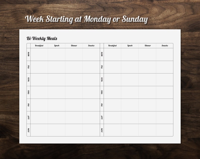 Bi-Weekly Meal Planner Printable | Etsy