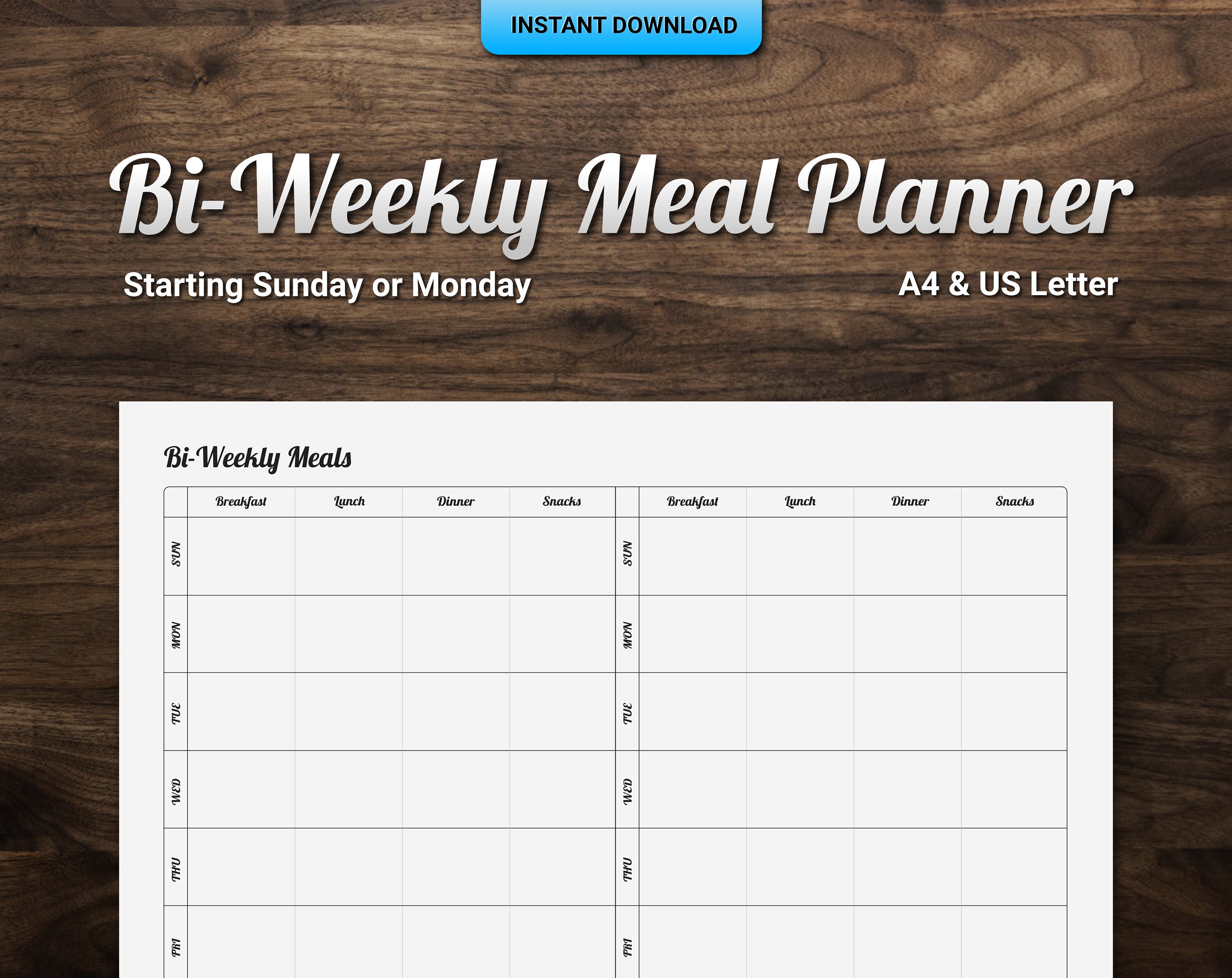 Bi-Weekly Meal Planner Printable | Etsy