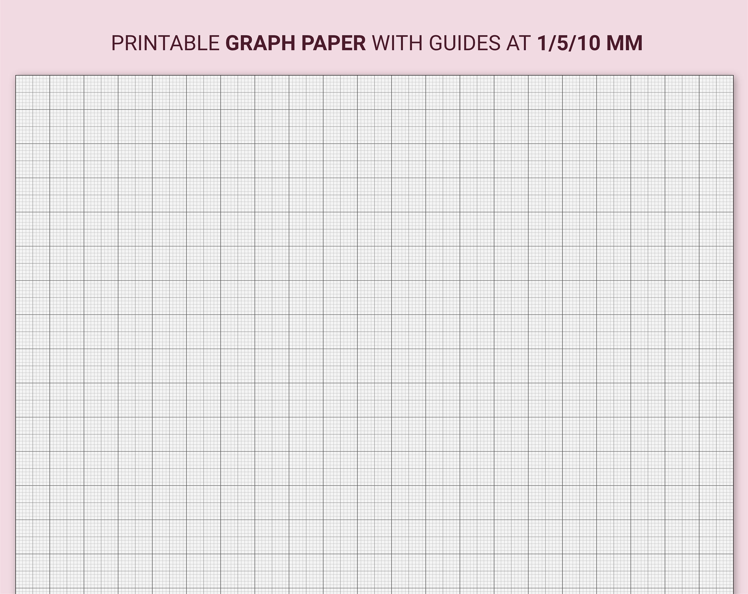 Millimeter Graph Paper Printable, Marginless A4, Guides at 1/5/10 