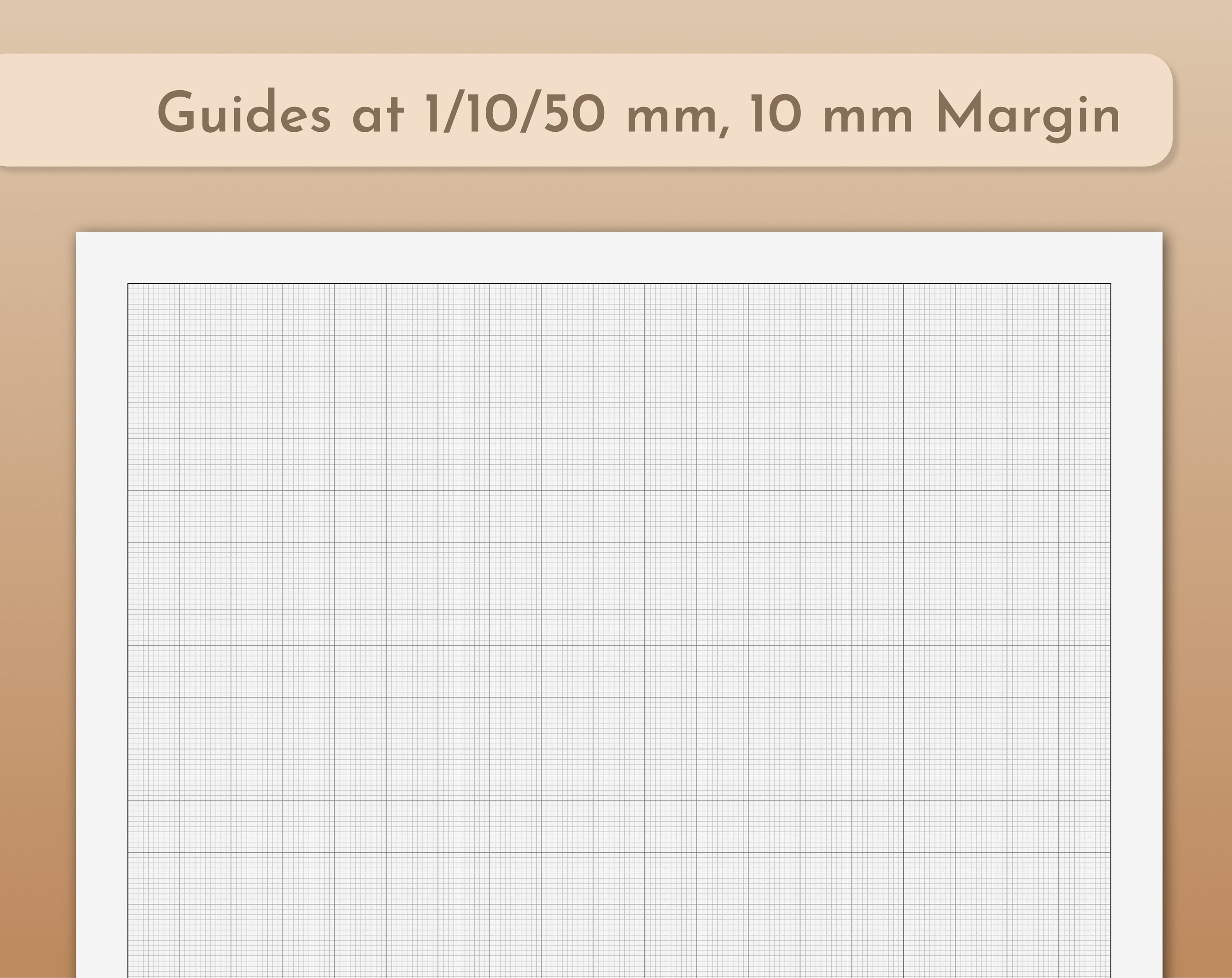 millimeter graph paper printable a4 10 mm margin guides at etsy