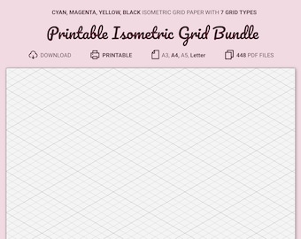 printable isometric grid paper bundle a3 a4 a5 letter etsy australia
