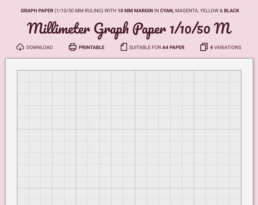 Millimeter Graph Paper Printable, A4, 10 Mm Margin, Guides at 1/10/50