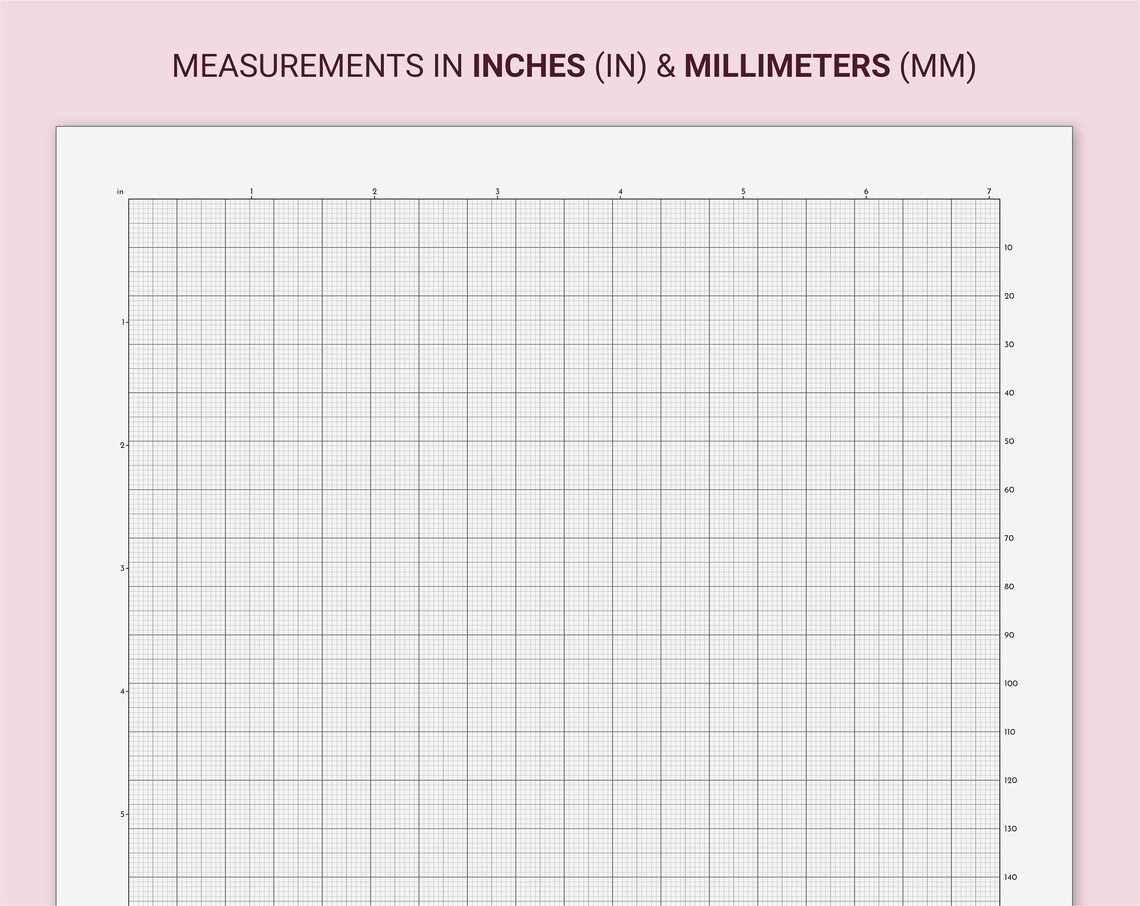 Measured Graph Paper, Millimeters/centimeters/inches, Printable A4, 10