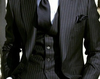 Black Stripe Suits Wedding Dinner Party Wear Suits for men