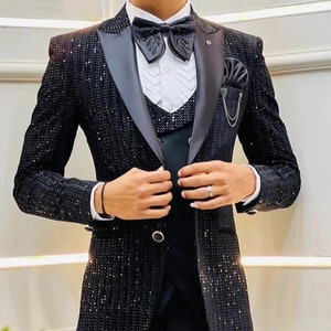 Black Suits Designer Wedding Dinner Party Wear Suits Special Gift For Him