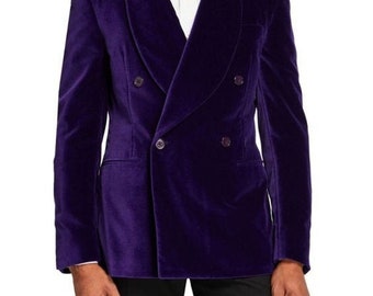 Men Purple Blazers Double Breasted Dinner Party Wear Special Gift For Him