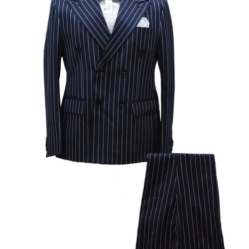 Men Black Stripe Suits Double Breasted Wedding Dinner Party - Etsy