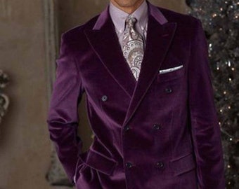 Men Purple Blazers Double Breasted Dinner Party Wear Coats