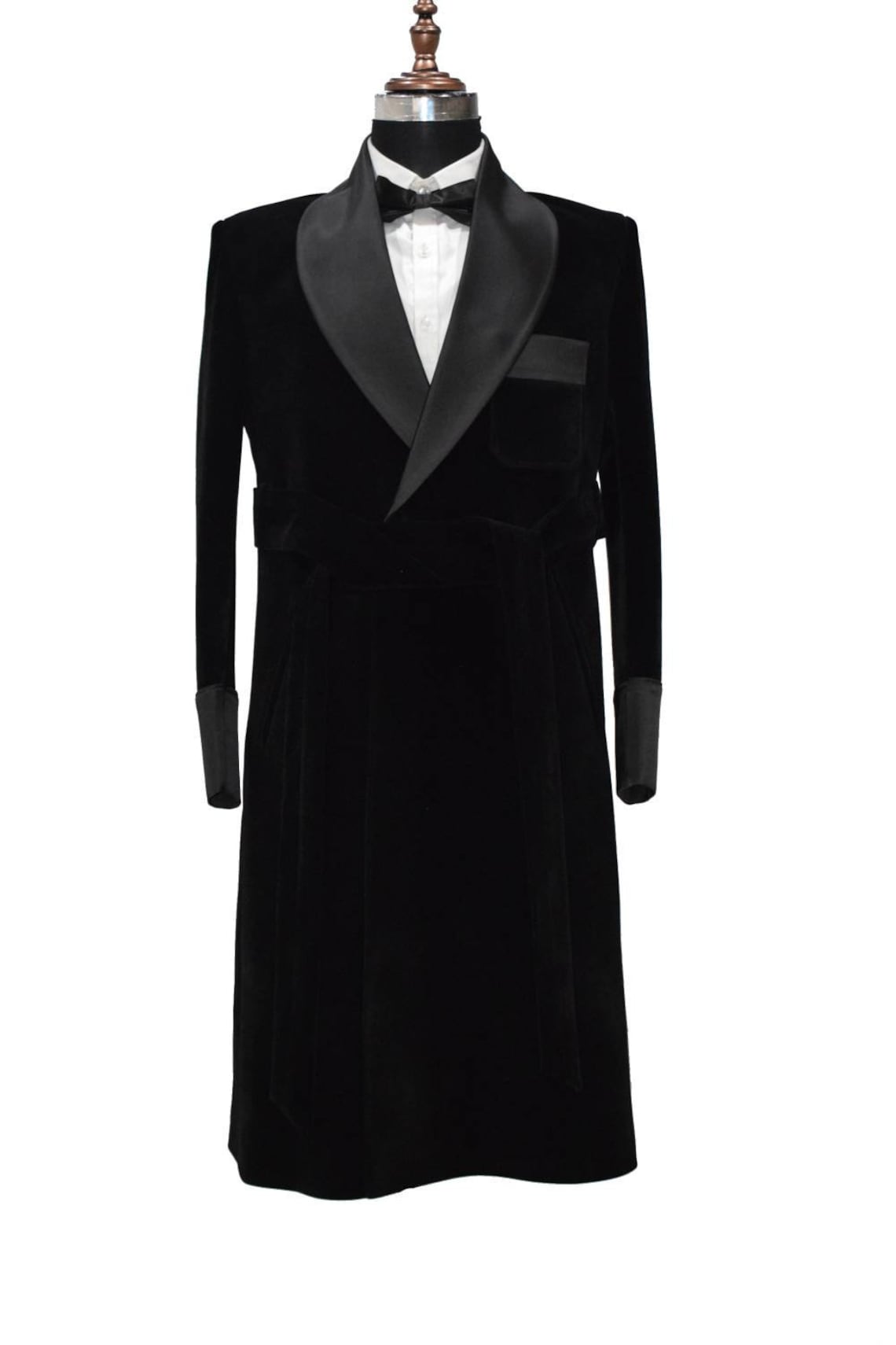Men Black Smoking Gowns Robe Belted Dinner Party Wear Long - Etsy