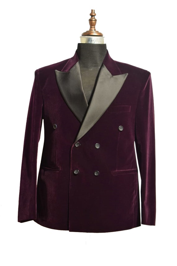 Men Purple Blazers Wedding Grooms Velvet Dinner Party Wear Coats Blazers