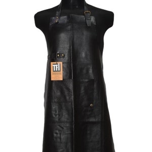 Black Real Leather Apron Butcher Apron -Cook Apron -BBQ Apron -Cooking Apron
