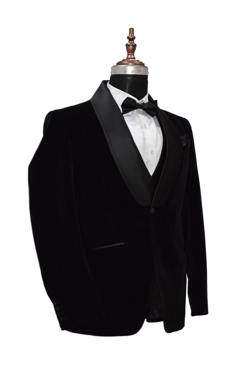 Men Black Velvet Suits Double Breasted Wedding Dinner Party Etsy