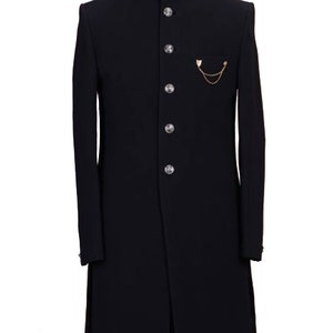 Man Black Long Coat Indian Wedding Groom Sherwani Long Coats
