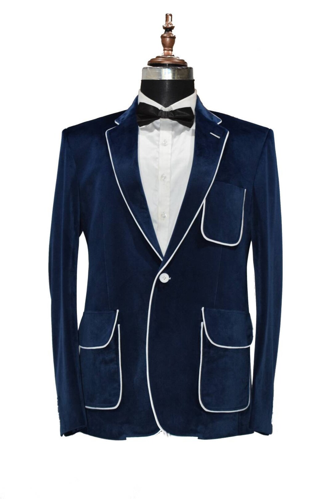 Men Navy Blue Sports Blazers With A White Trim Dinner Party Wear Coat Blazers Etsy Canada