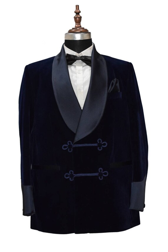 Men Navy Blue Smoking Jackets Designer Wedding Grooms Dinner Etsy