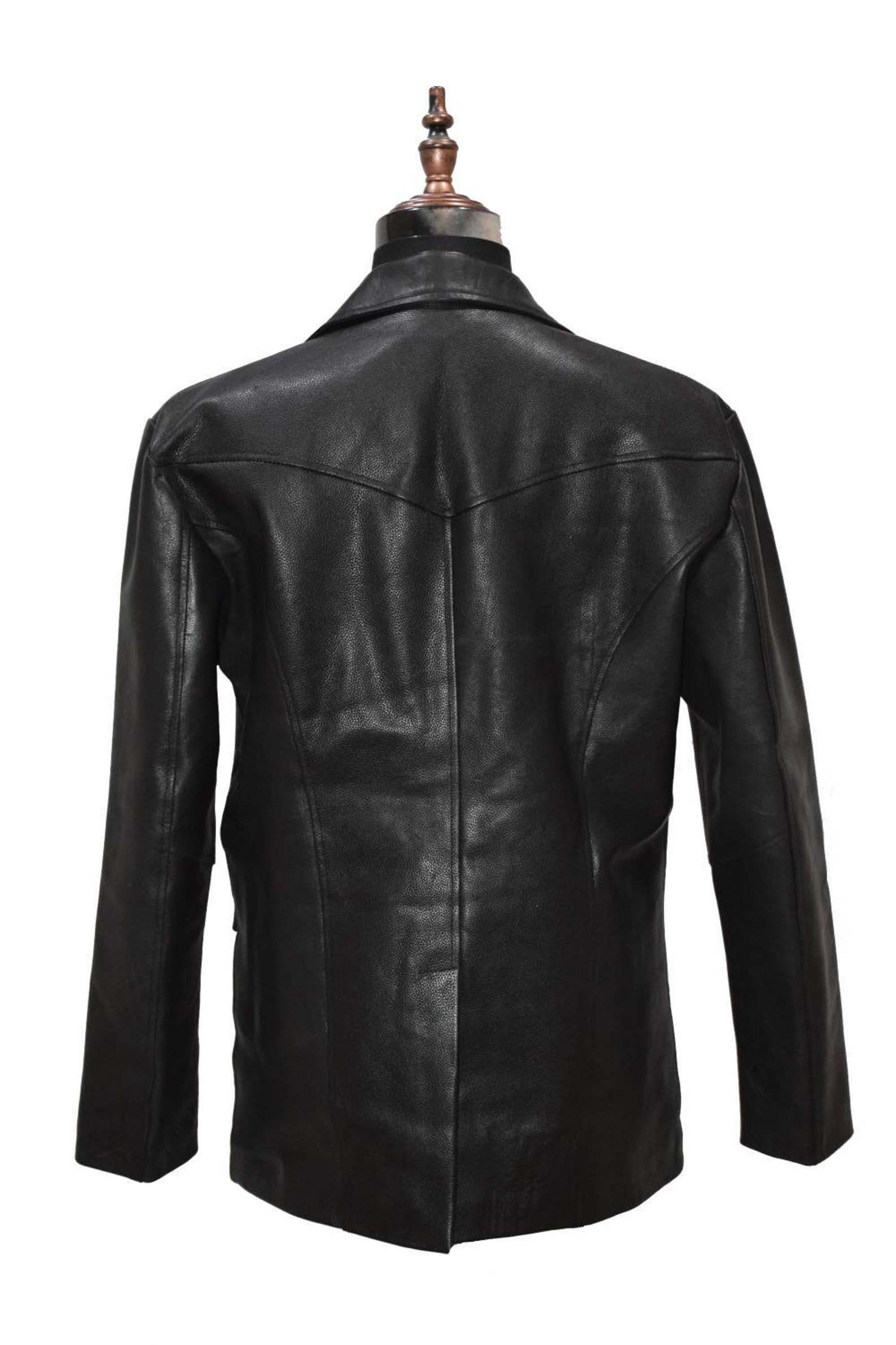 Vintage Men Black Leather Coat Real Cow Hide Leather Jacket Etsy