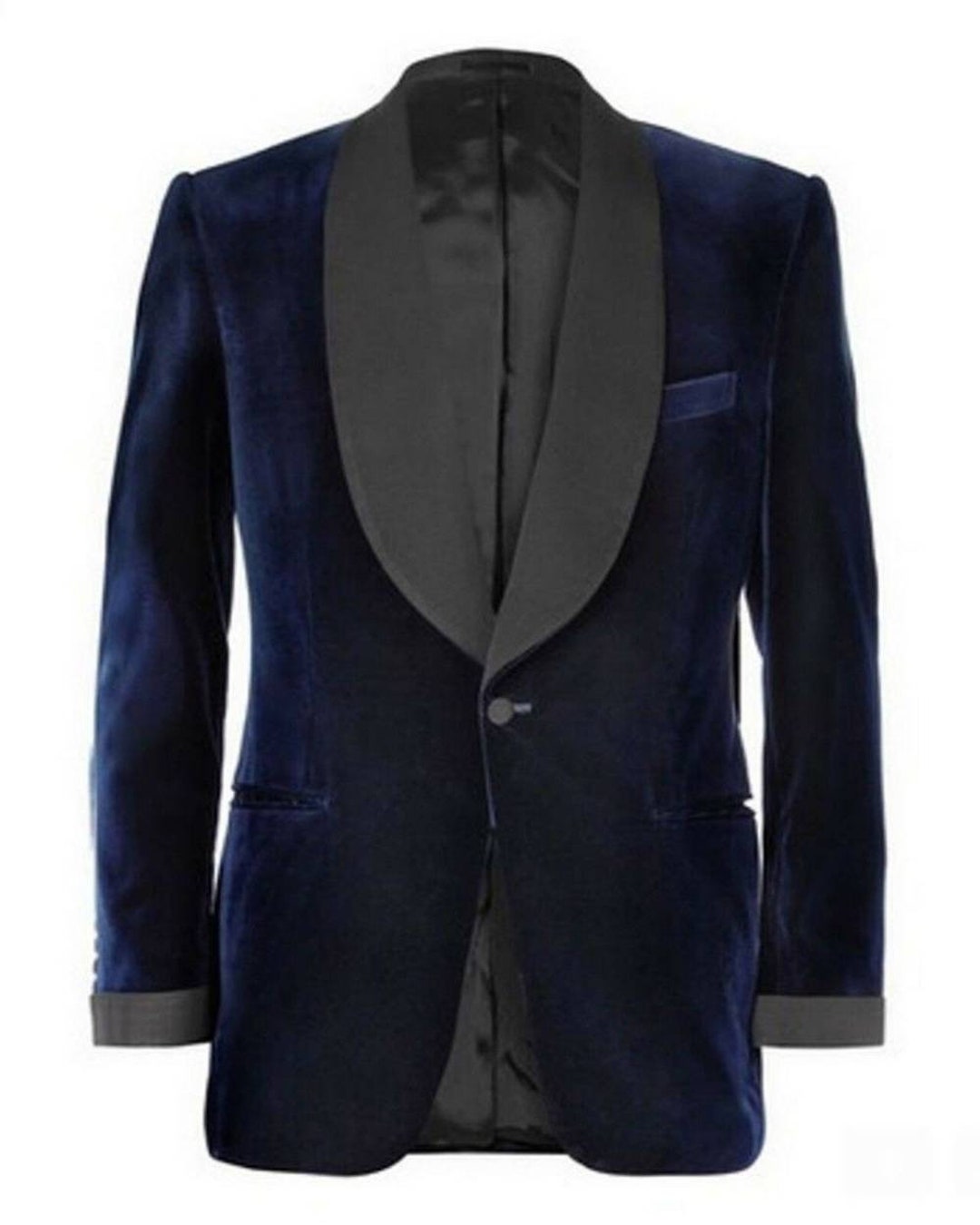 Men Navy Blue Blazers Shawl Lapel Dinner Party Wear Coats - Etsy